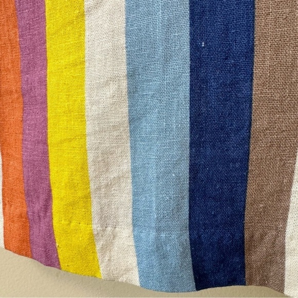 Gilli Colorful Striped Linen Tie High Waist Wide Leg Culotte Pants Size L - Picture 13 of 15
